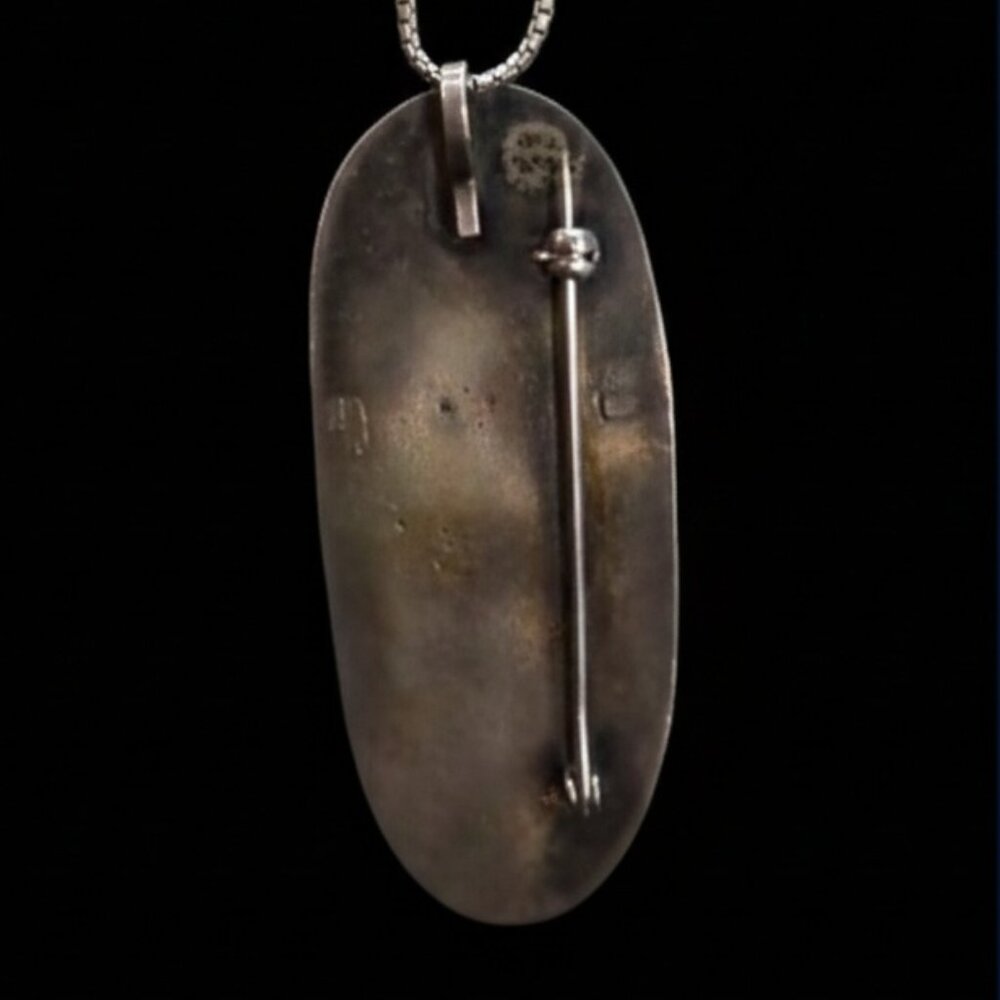 Navajo sterling silver and turquoise pendant and  brooch - Picture 2 of 8